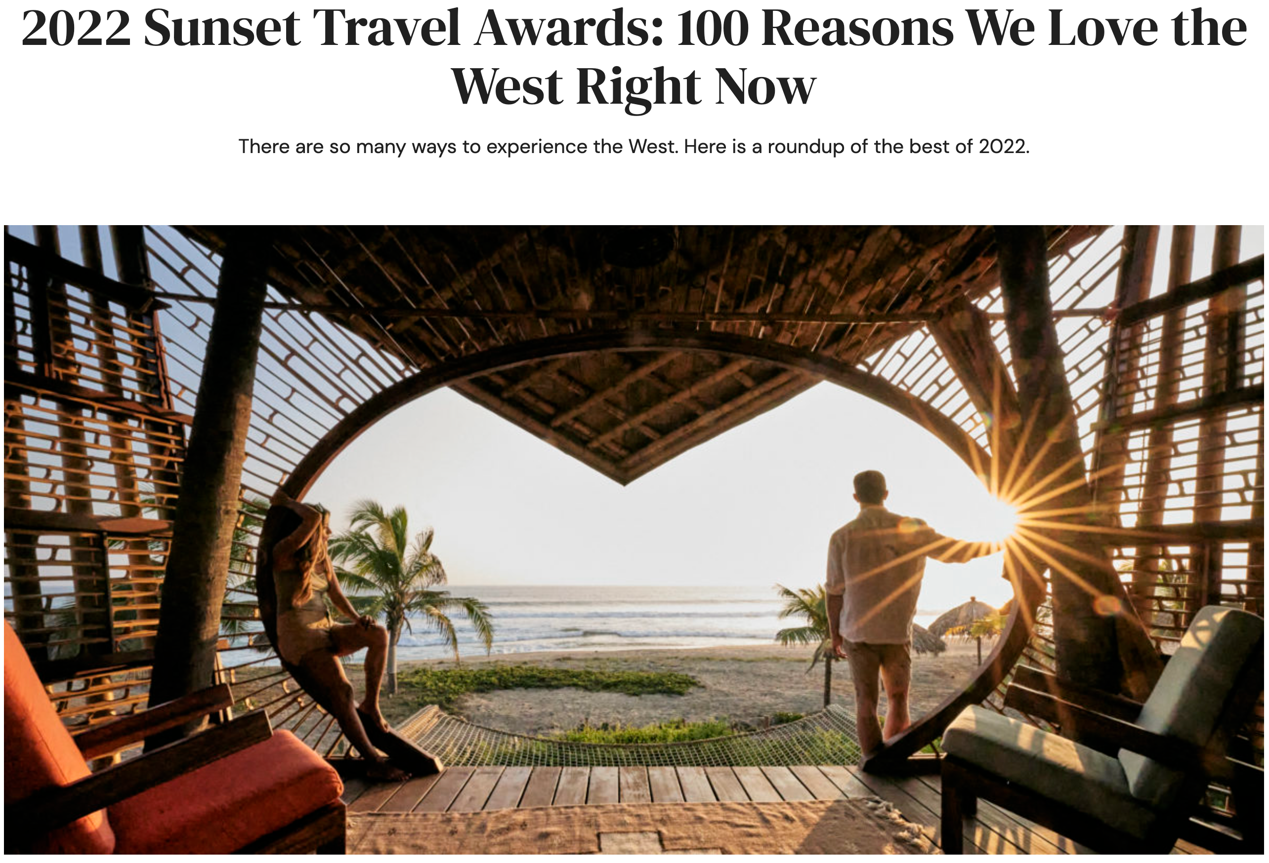 Collection of 2022 Sunset Travel Awards: 100 Reasons We Love the West Right Now in a gallery layout